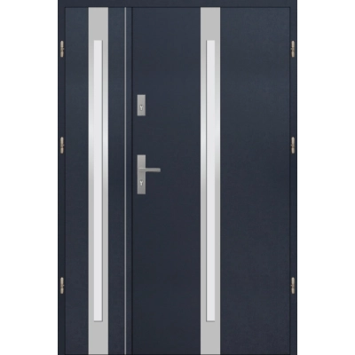 Drzwi zewnetrzne dwuskrzydłowe S61 INOX antracyt 55mm